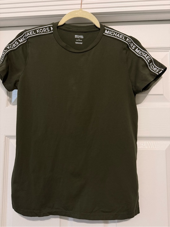 Michael Kors Tops - Michael Kors Olive Green Short Sleeve Logo Tape Tee